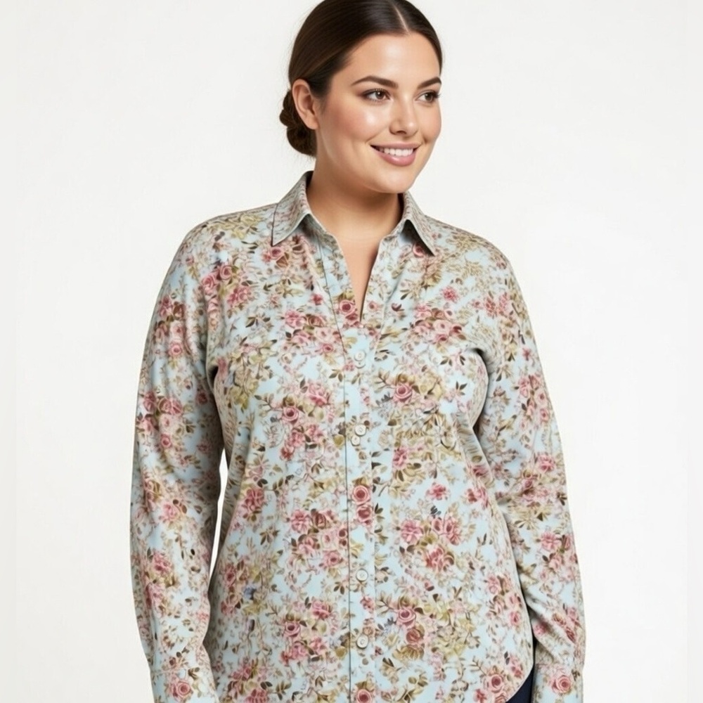 Euc sz xl IZOD long sleeve floral button up top